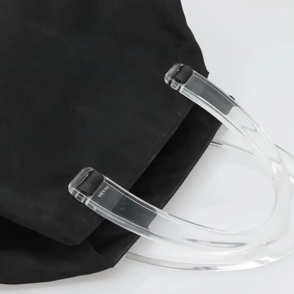 PRADA Hand Bag Nylon Plastic Black Silver Auth 129008 - Picture 7 of 14